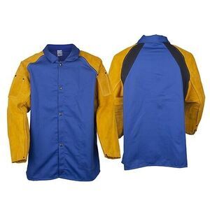 Tillman 36" 9 oz. Blue Cotton/Leather Fire Resistant Welding Jacket Sz 3X 9360